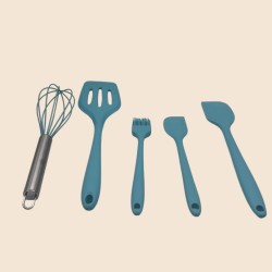 Blue Silicone Kitchenware 5-Piece Set Of Kitchen Cooking Utensils Sets